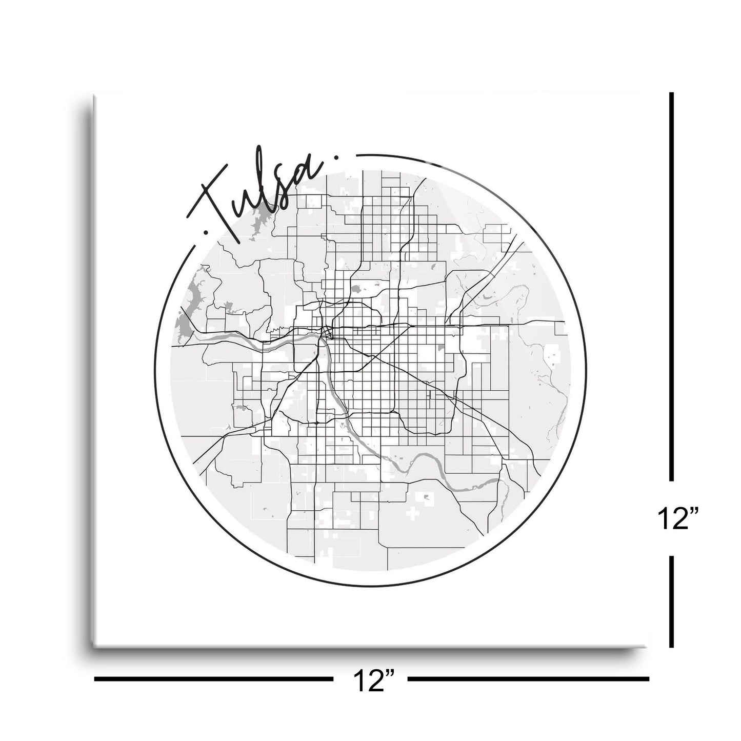 Modern Oklahoma Tulsa Circle Map | Hi-Def Glass Art | Eaches | Min 1