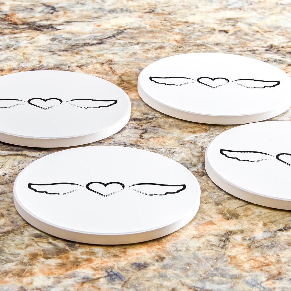 Modern Minimalist Mothers Day Angel Wings | Absorbent Coasters | Set of 4 | Min 2