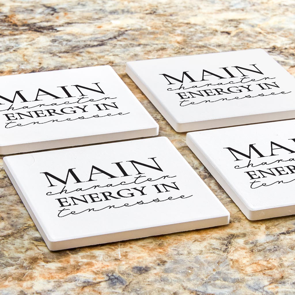 Minimalist B&W Tennessee Main Character Energy | Absorbent Coasters | Set of 4 | Min 2