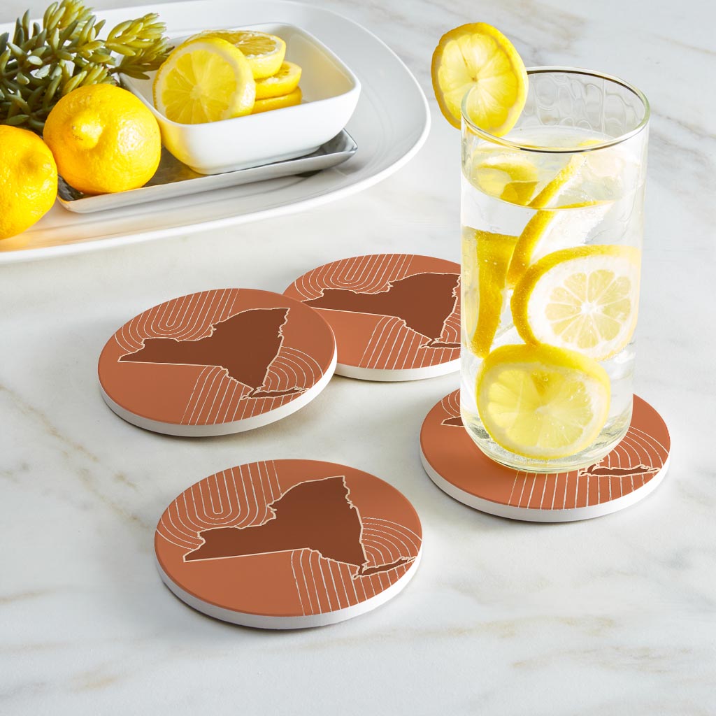 Modern Minimalistic New York Retro Thin Line | Absorbent Coasters | Set of 4 | Min 2