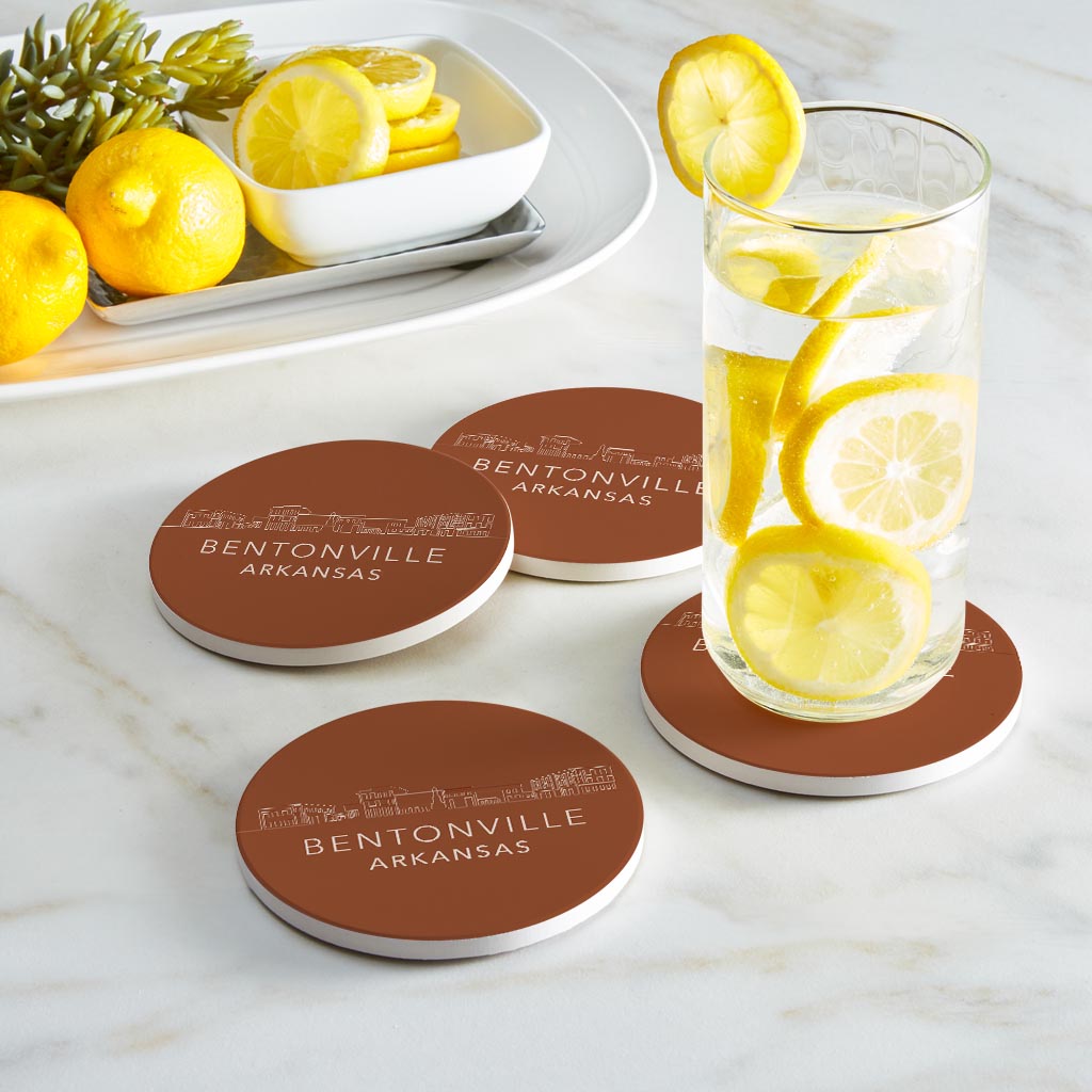 Modern Minimalist Arkansas Bentonville Skyline State | Absorbent Coasters | Set of 4 | Min 2