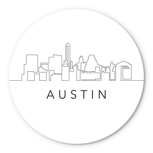 Minimalist B&W Texas Austin Skyline | Wood Sign | Eaches | Min 1