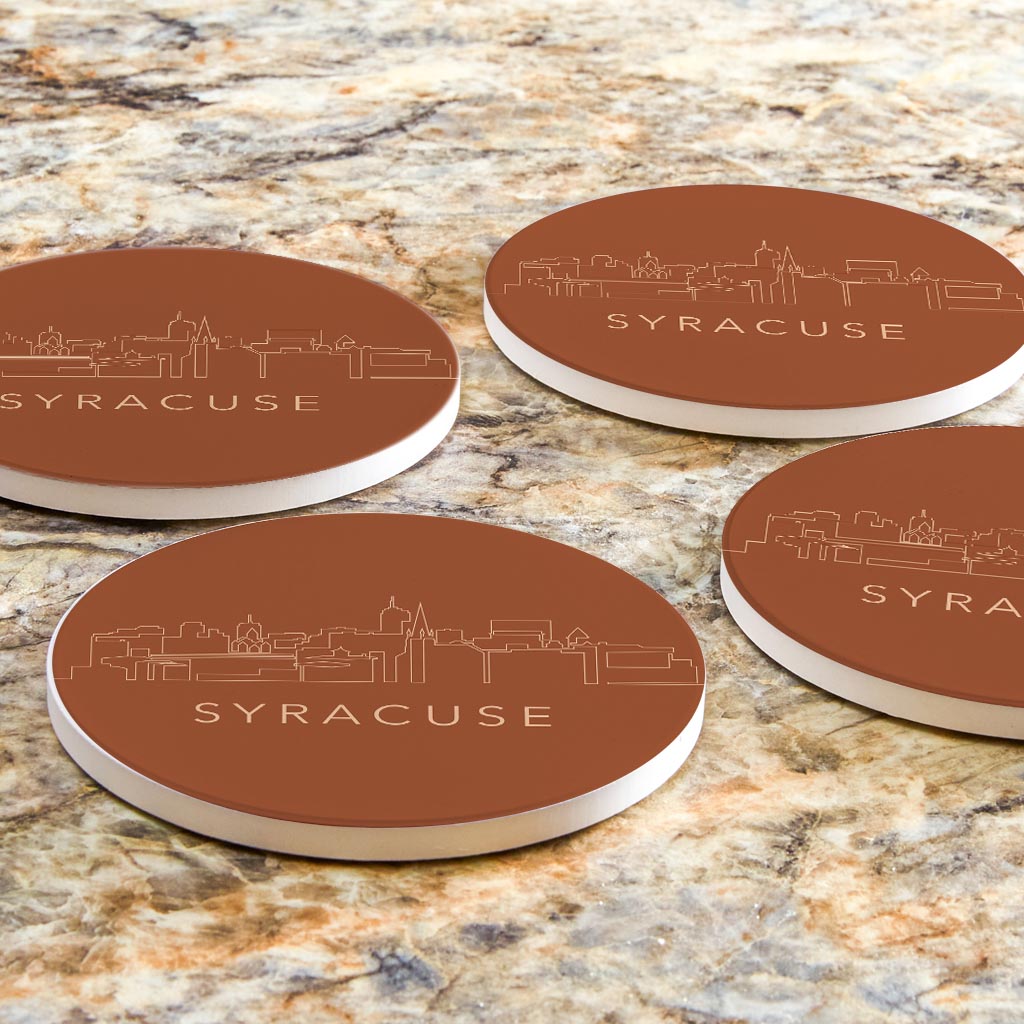 Modern Minimalist New York Syracuse Skyline | Absorbent Coasters | Set of 4 | Min 2