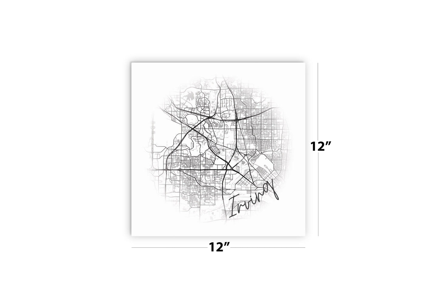 Minimalistic B&W Texas Irving Circle Map | Wood Sign | Eaches | Min 2