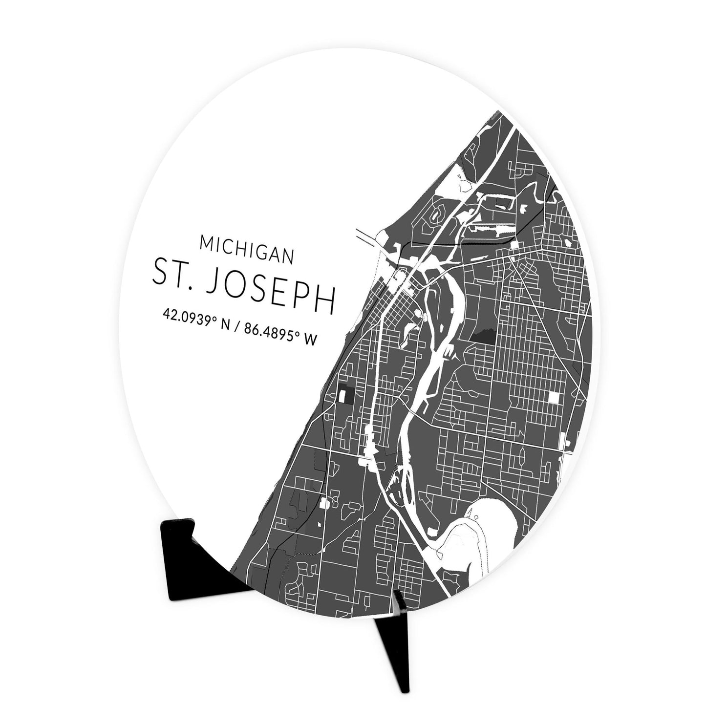 St Joseph Black And White Map | Wood Sign | Eaches | Min 1