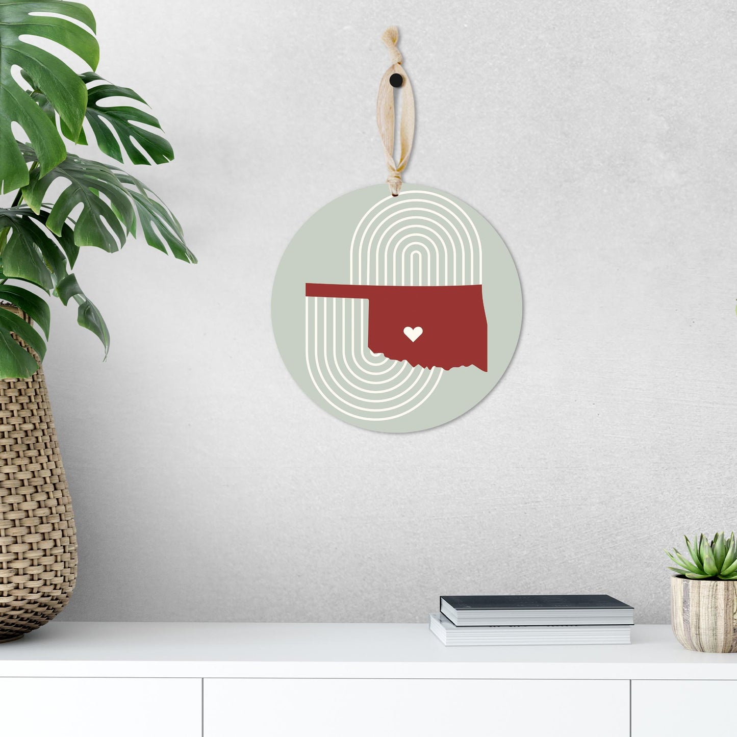 Modern Minimalist Oklahoma Chickasha Heart | Wood Ornament | Eaches | Min 1