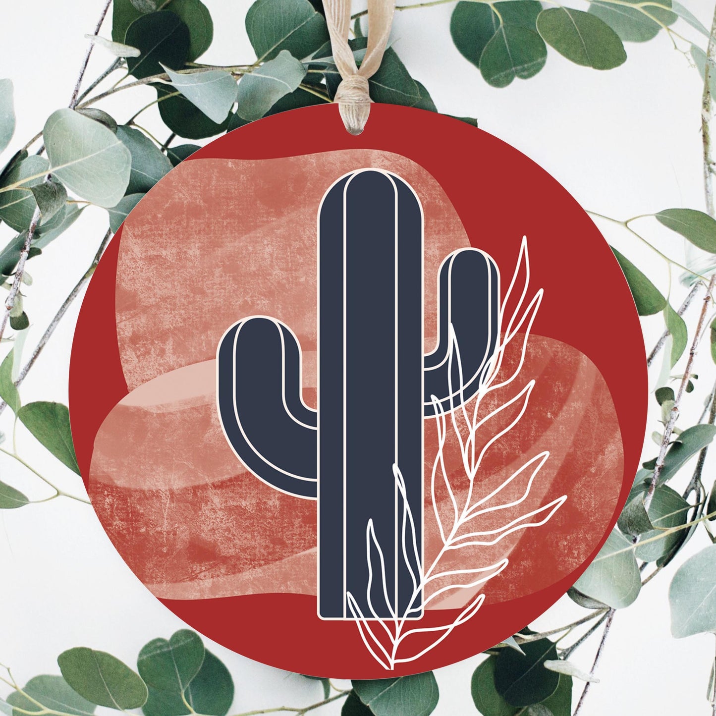 Modern Minimalist Texas Colors Cactus | Wood Ornament | Eaches | Min 1