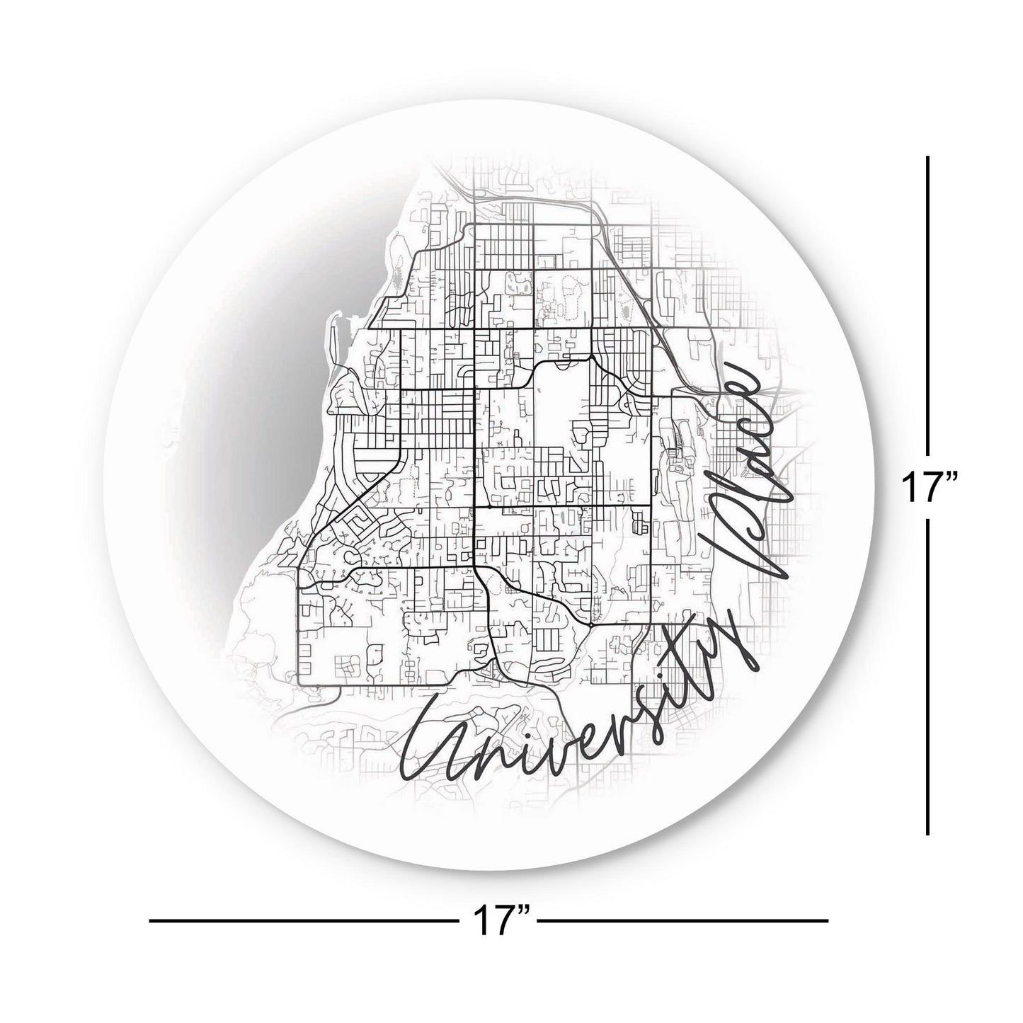 Minimalistic B&W Washington University Place Circle Map | Wood Sign | Eaches | Min 1