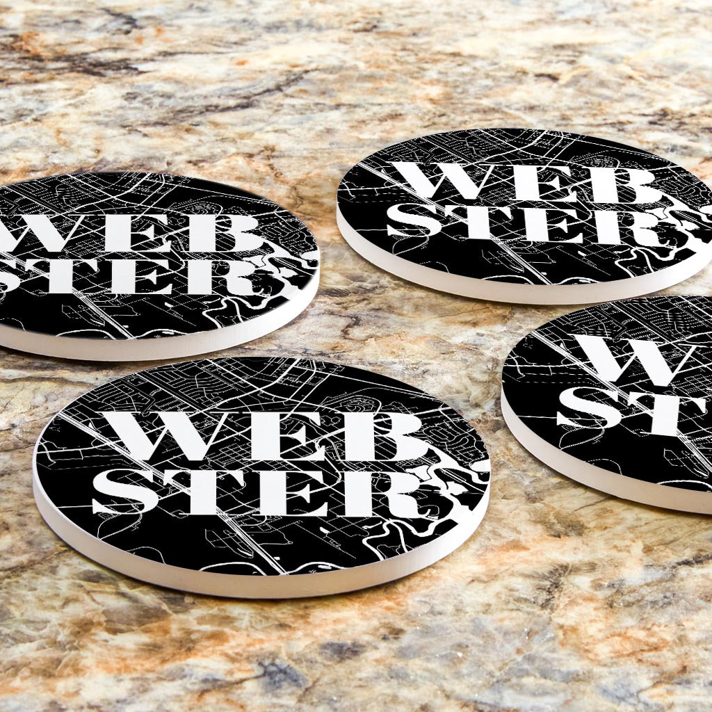 Minimalistic B&W Texas Webster Map| Absorbent Coasters | Set of 4 | Min 2