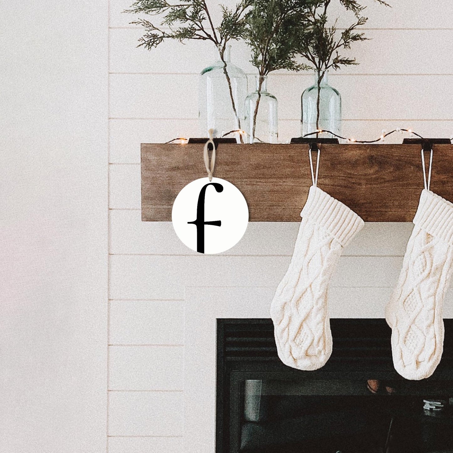 Minimalist Monogram F | Wood Ornament | Eaches | Min 1