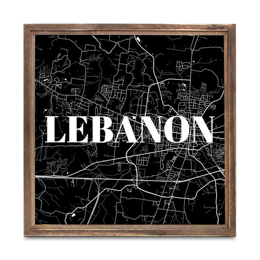 Minimalist B&W Tennessee Lebanon Map | Wood Sign | Eaches | Min 1