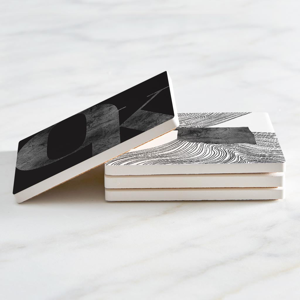 Modern Black Whiteoklahoma Set | Absorbent Coasters | Set of 4 | Min 2