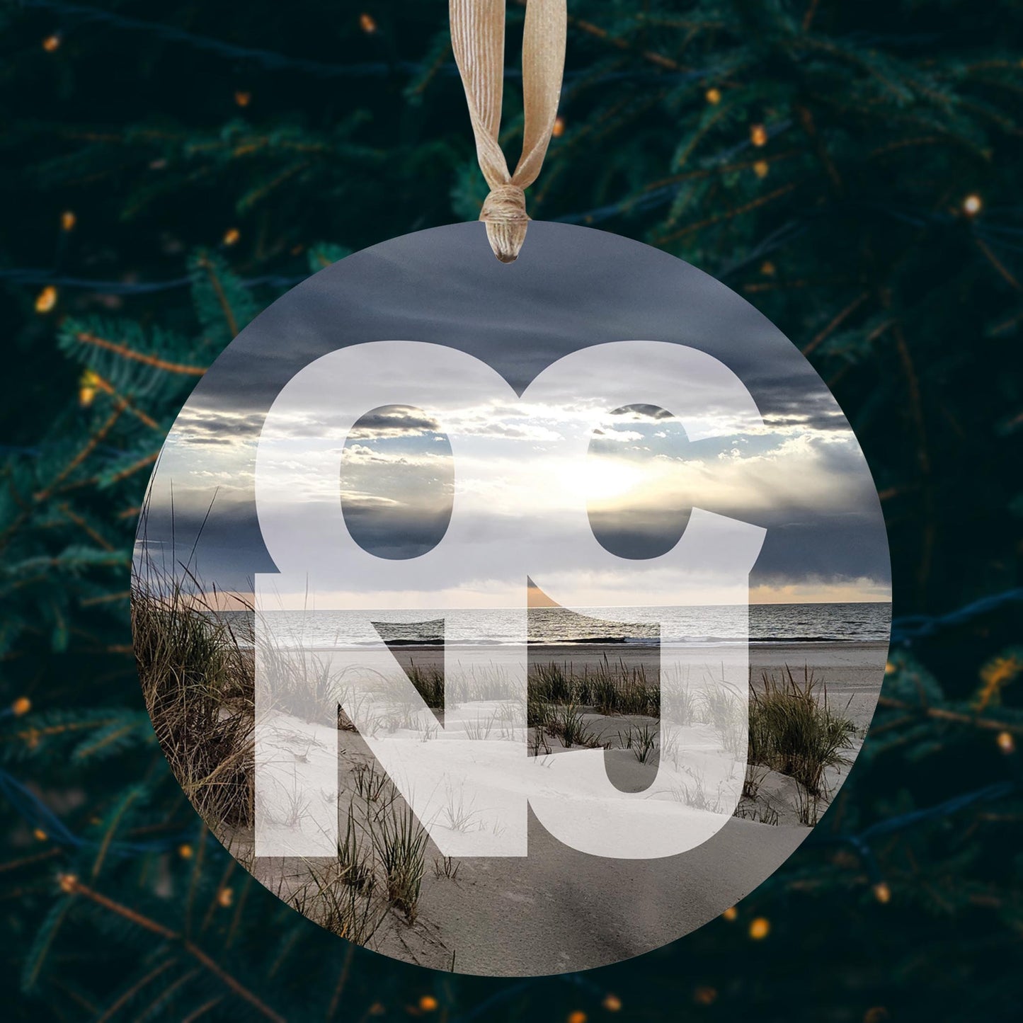 OCNJ Photo With Text | Wood Ornament | Eaches | Min 1