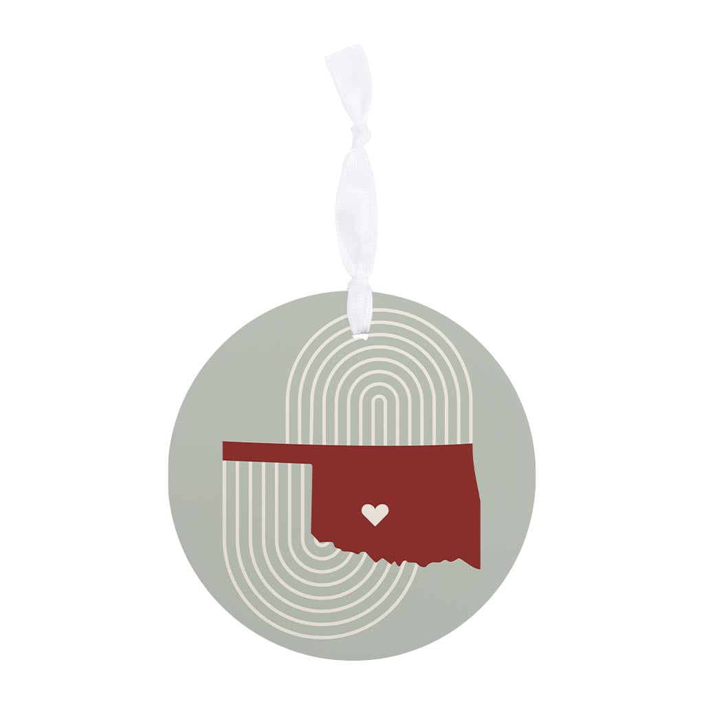 Modern Minimalist Oklahoma Chickasha Heart | Wood Ornament | Eaches | Min 6