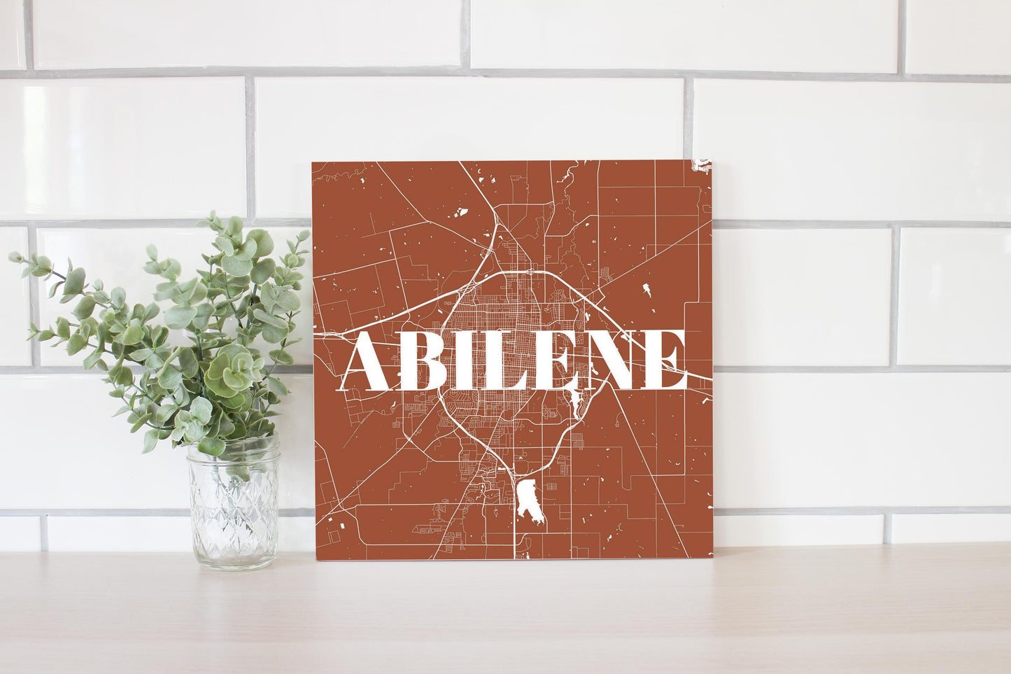 Modern Minimalist Texas Abilene Map | Wood Sign | Eaches | Min 2