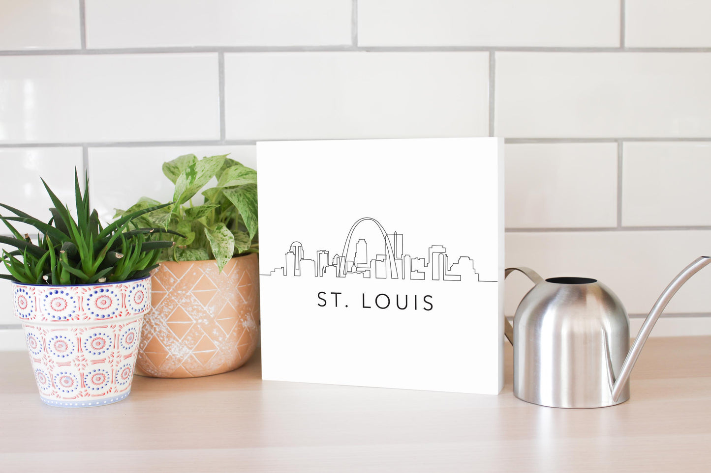 Minimalist B&W Missouri St Louis Skyline | Wood Block | Eaches | Min 2