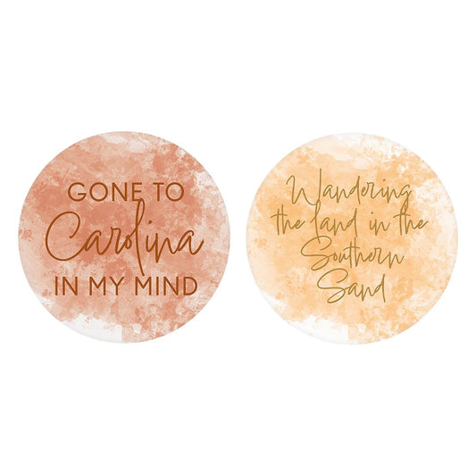 North Carolina Sayings Orange| Absorbent Car Coasters | Set of 2 | Min 4