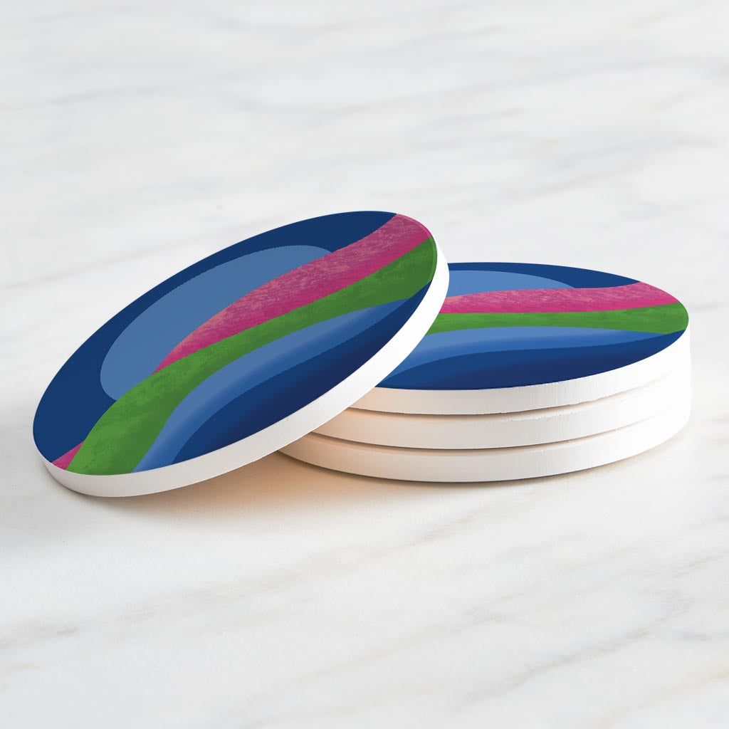 Polysexual Pride Moon Waves| Absorbent Coasters | Set of 4 | Min 2