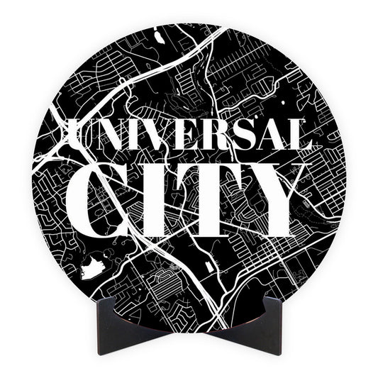 Minimalistic B&W Texas Universal City Map | Wood Sign | Eaches | Min 1