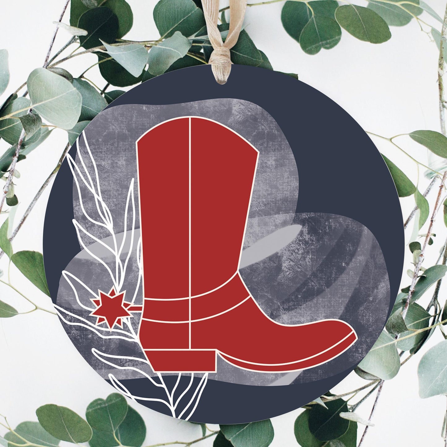 Modern Minimalist Texas Colors Boot | Wood Ornament | Eaches | Min 1