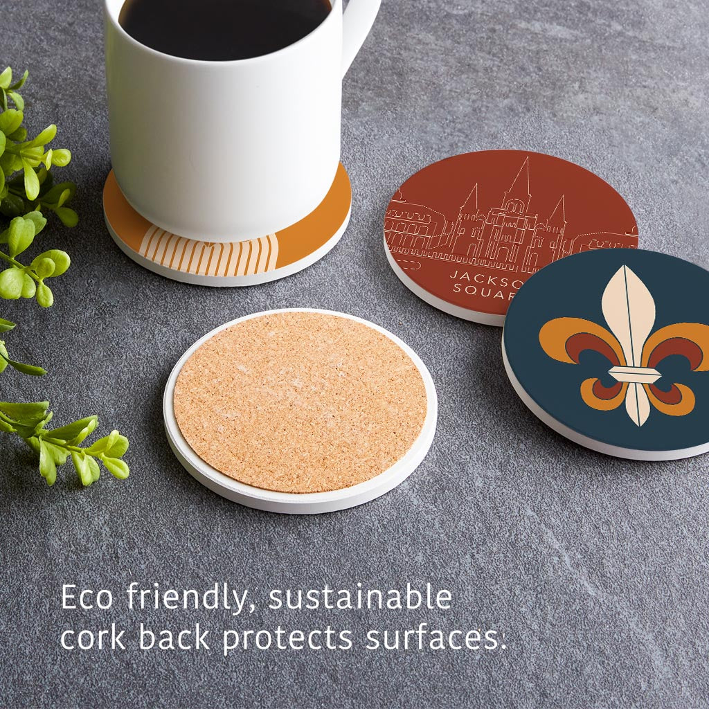 Modern Minimalist Louisiana Set | Absorbent Coasters | Set of 4 | Min 2