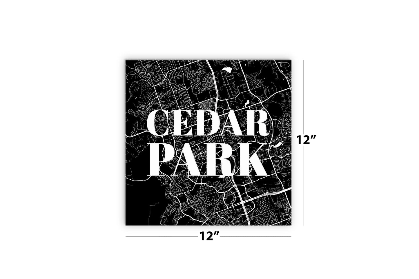 Minimalistic B&W Texas Cedar Park Map | Wood Sign | Eaches | Min 2