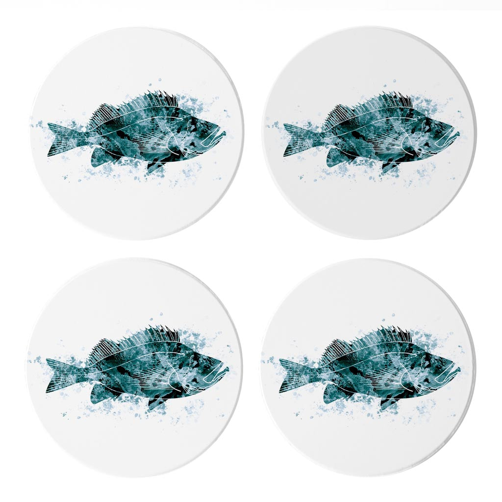 Blue White Water Color Red Fish | Absorbent Coasters | Set of 4 | Min 2