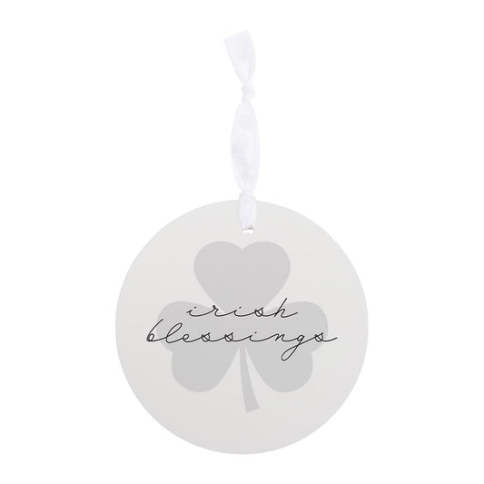 Minimalistic B&W Shamrock Irish Blessings | Wood Ornament | Eaches | Min 6