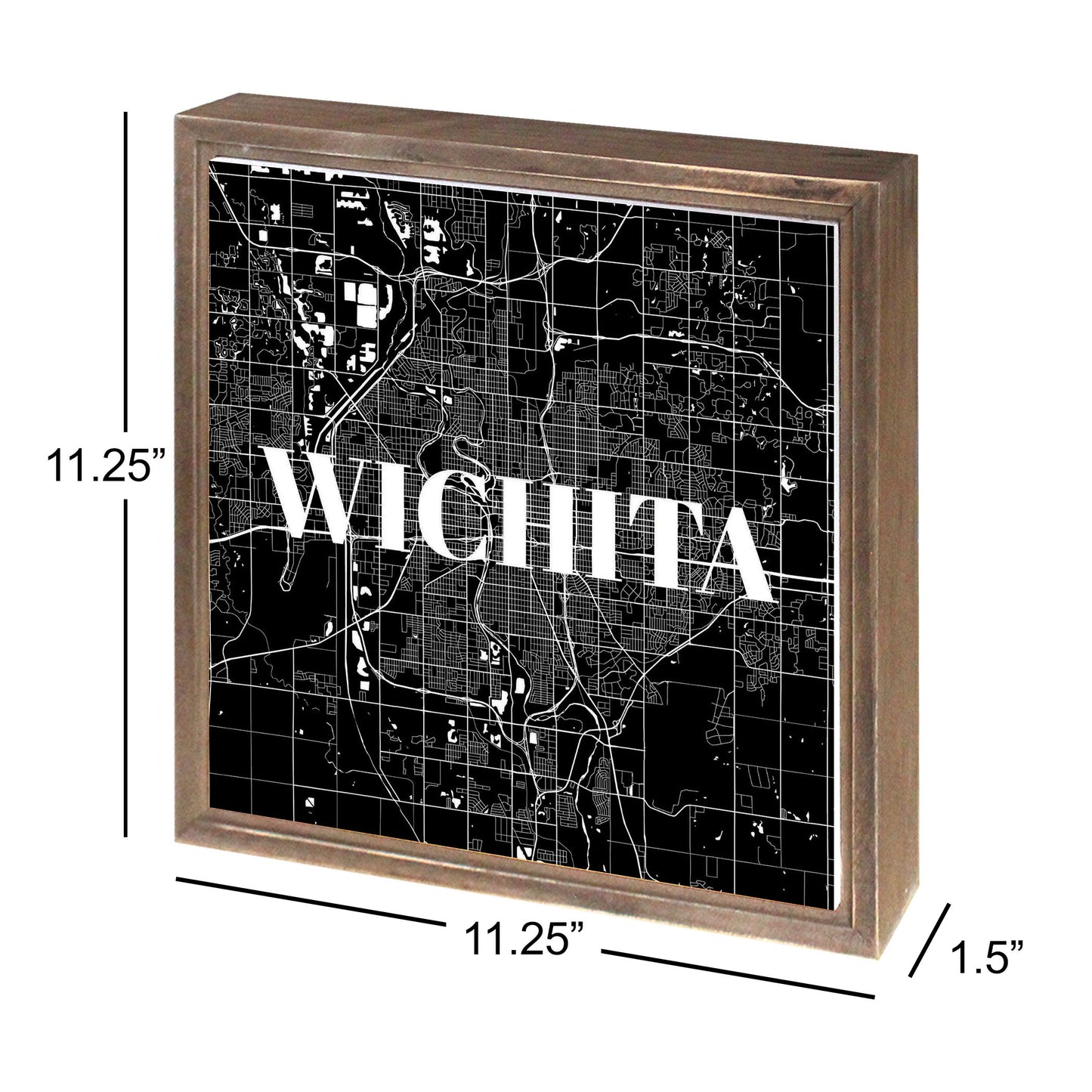 Minimalist B&W Kansas Wichita Map | Wood Sign | Eaches | Min 1