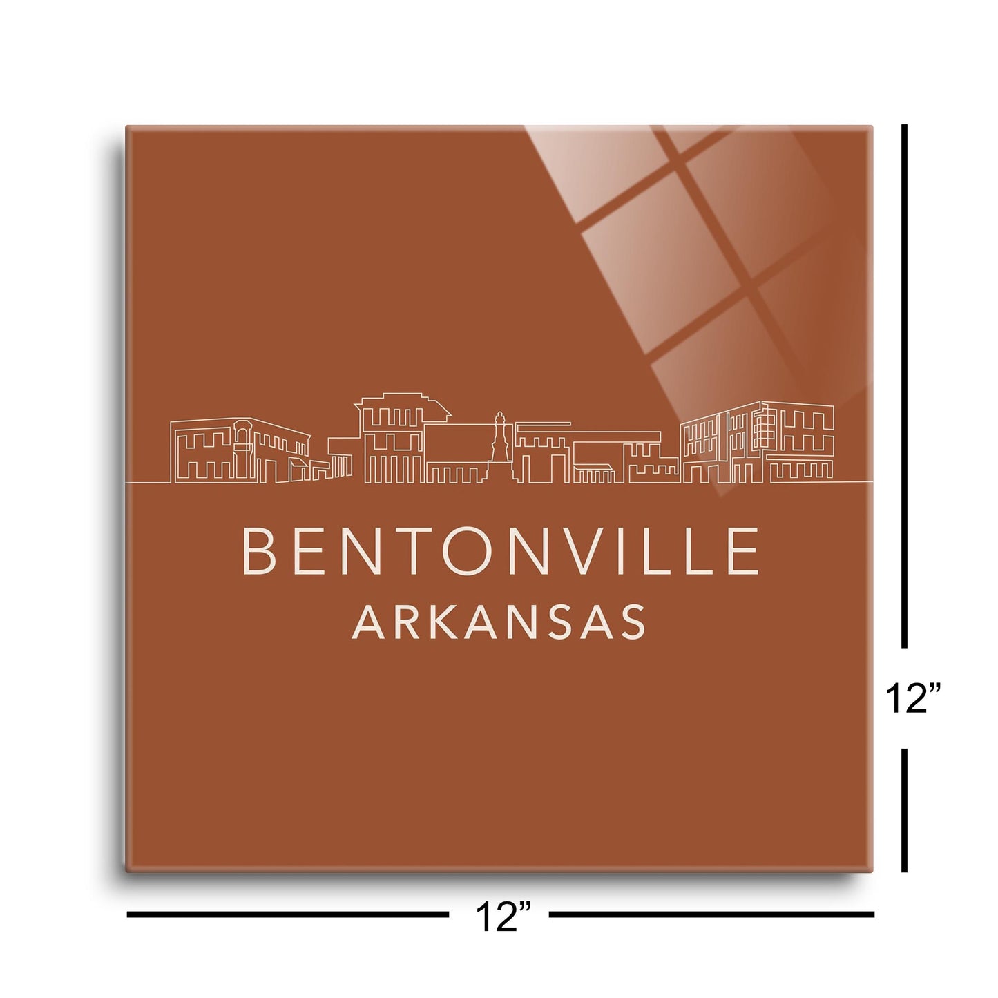 Modern Minimalist Arkansas Bentonville Skyline | Hi-Def Glass Art | Eaches | Min 1