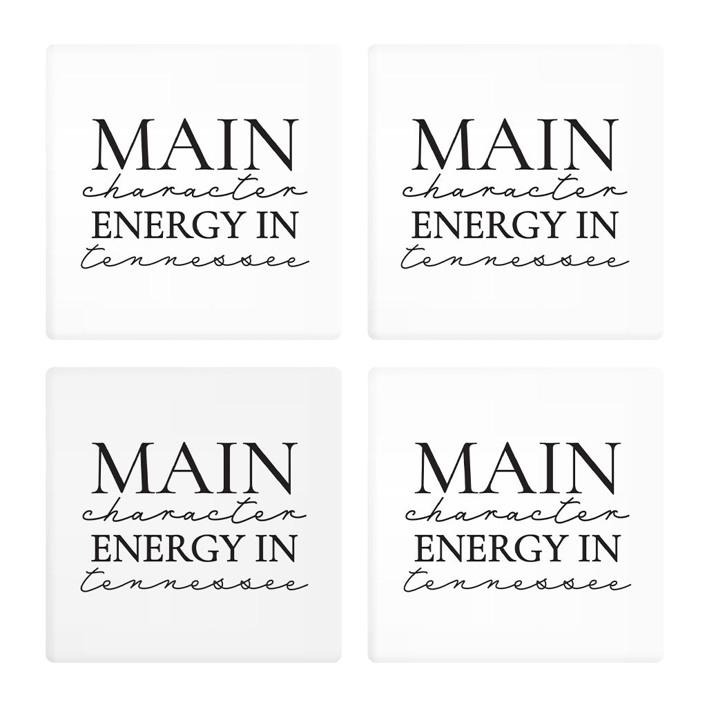 Minimalist B&W Tennessee Main Character Energy | Absorbent Coasters | Set of 4 | Min 2