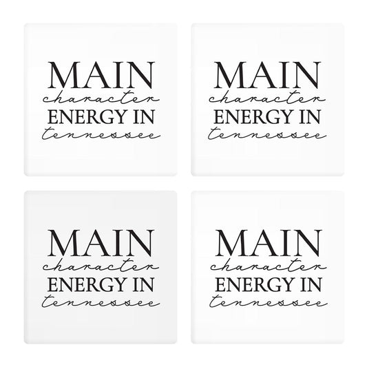 Minimalist B&W Tennessee Main Character Energy | Absorbent Coasters | Set of 4 | Min 2