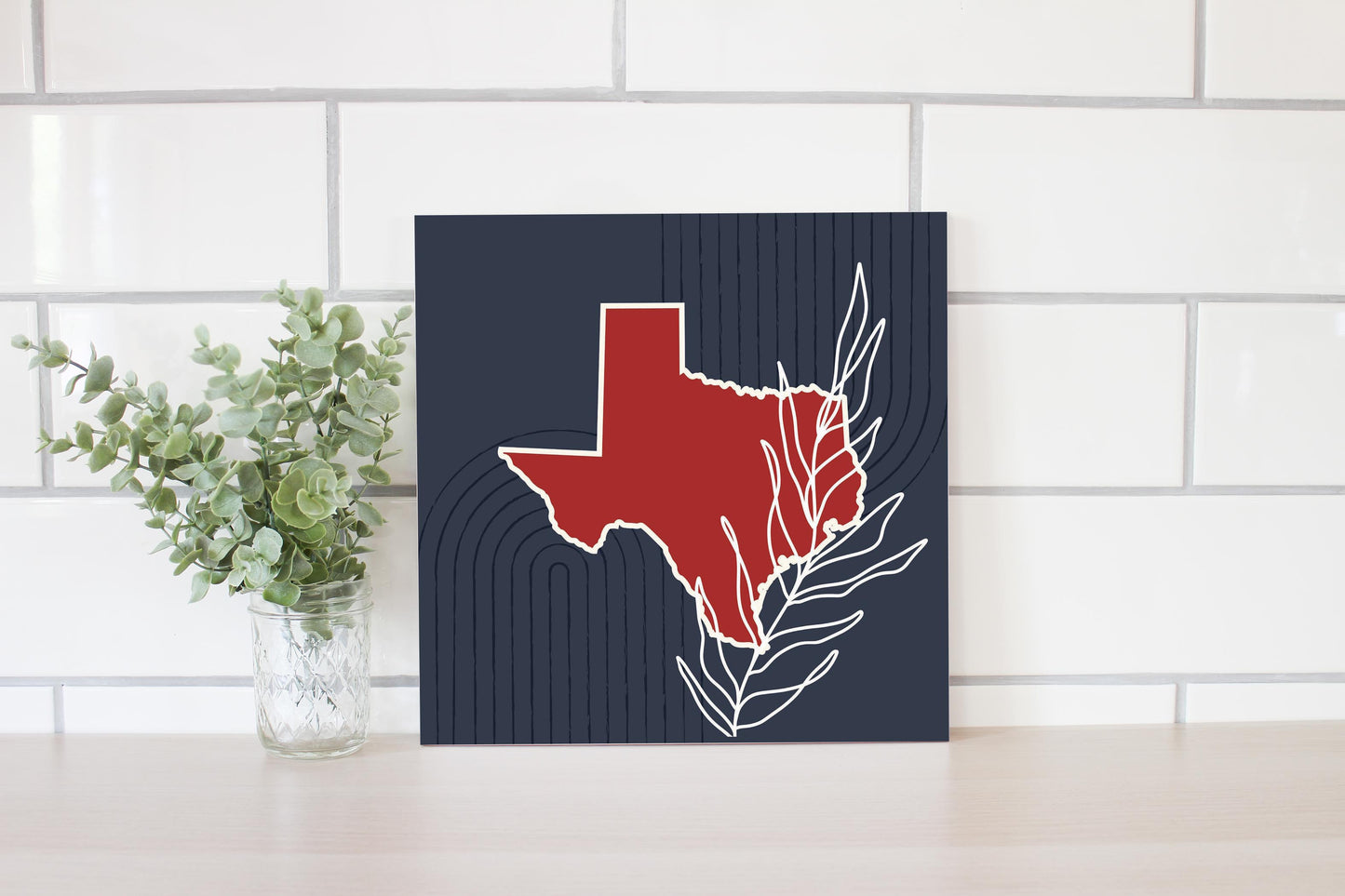 Modern Minimalist Texas Colors Shape Leaf | Wood Sign | Eaches | Min 2