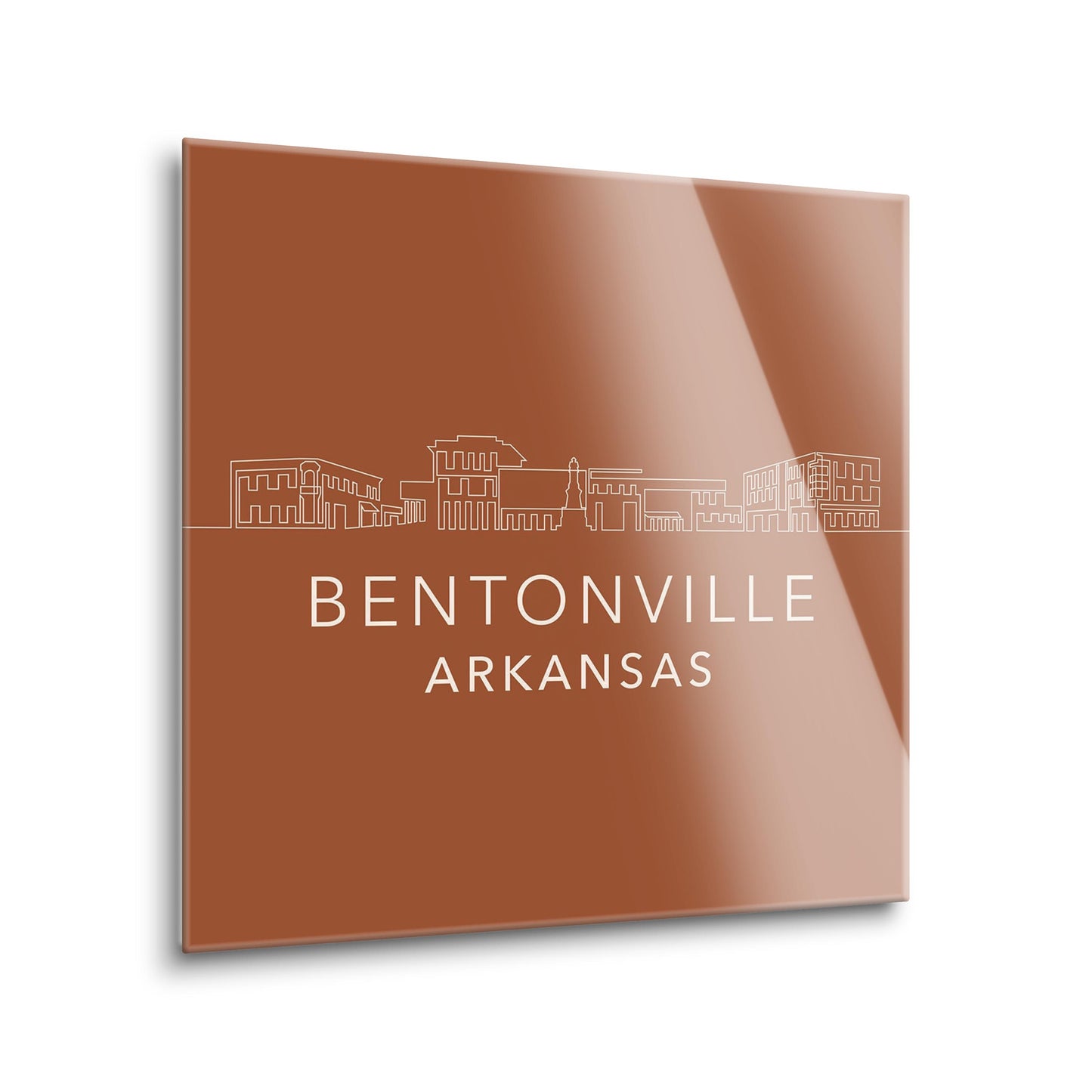 Modern Minimalist Arkansas Bentonville Skyline | Hi-Def Glass Art | Eaches | Min 2