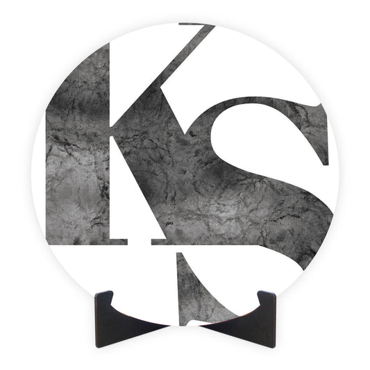 Minimalist B&W Kansas White Initials | Wood Sign | Eaches | Min 1