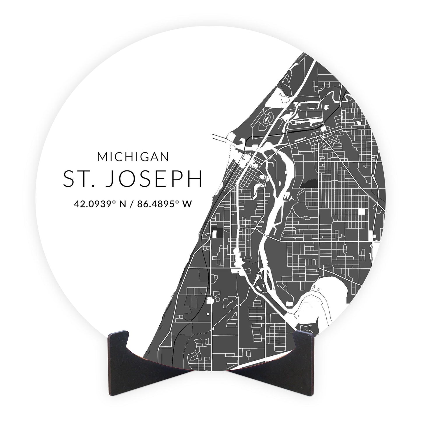 St Joseph Black And White Map | Wood Sign | Eaches | Min 1