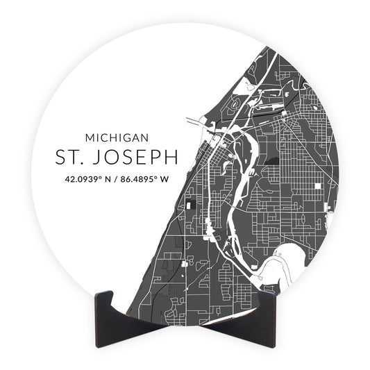 St Joseph Black And White Map | Wood Sign | Eaches | Min 1