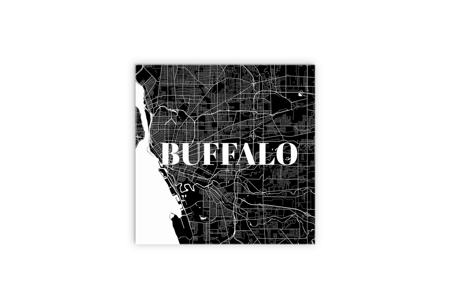 Minimalistic B&W New York Buffalo Map | Wood Sign | Eaches | Min 2