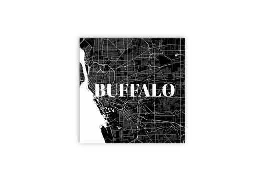 Minimalistic B&W New York Buffalo Map | Wood Sign | Eaches | Min 2