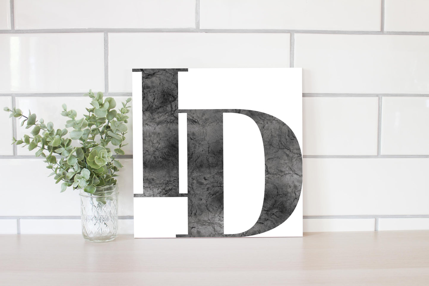 Minimalist B&W Idaho White Initials | Wood Sign | Eaches | Min 2