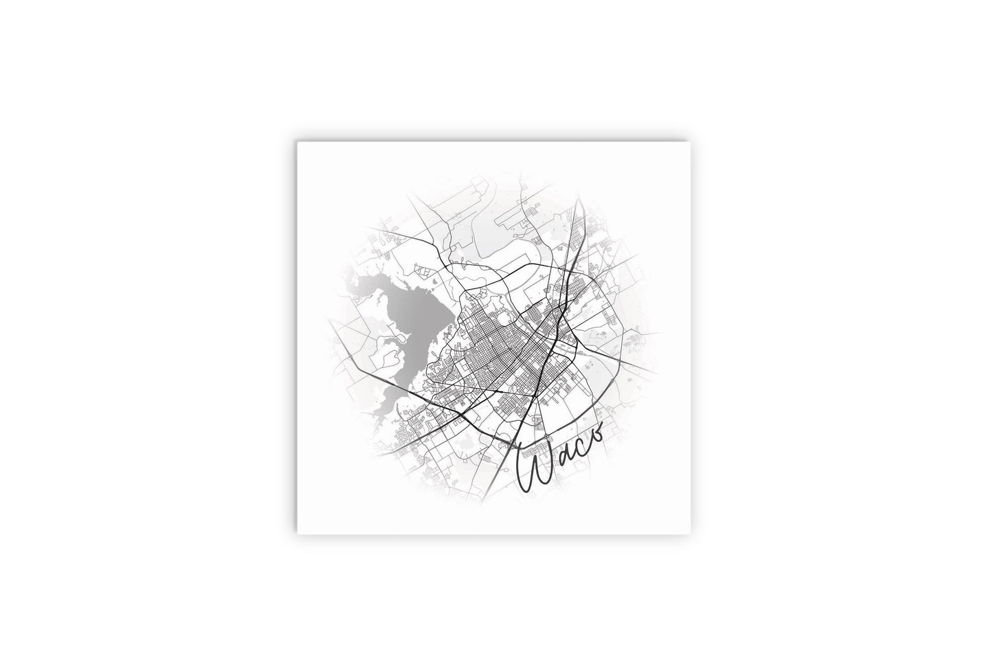 Minimalistic B&W Texas Waco Circle Map | Wood Sign | Eaches | Min 2