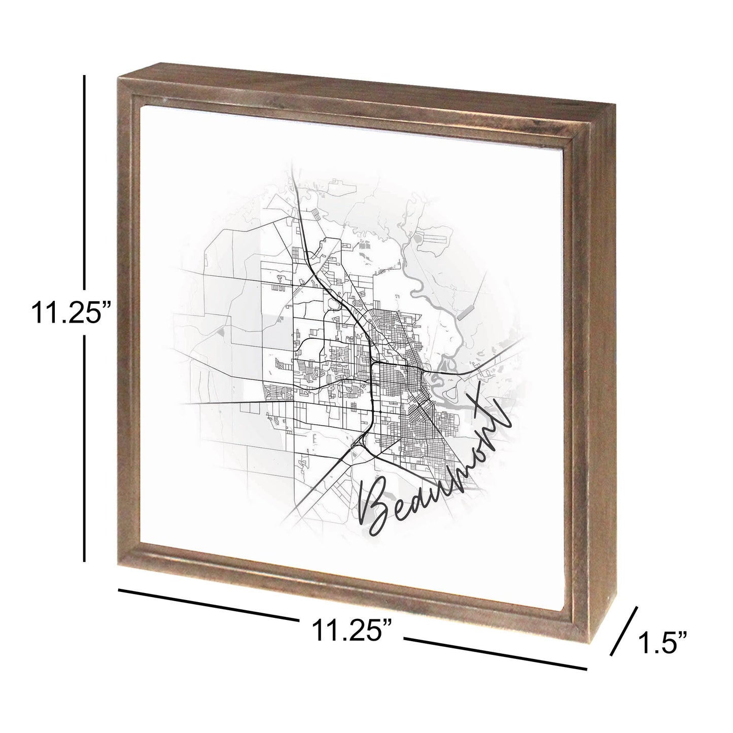 Minimalistic B&W Texas Beaumont Circle Map | Wood Sign | Eaches | Min 1