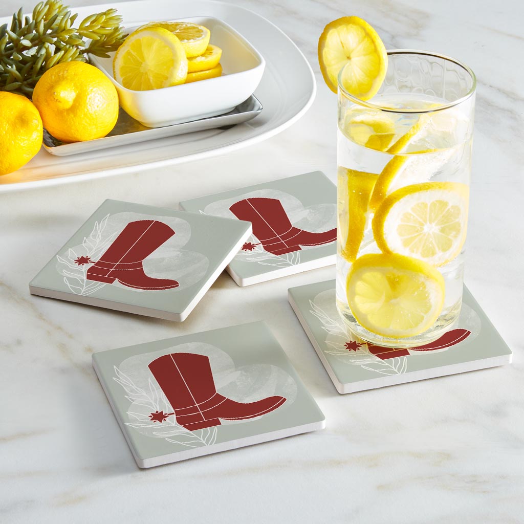 Modern Minimalist Oklahoma Boot | Absorbent Coasters | Set of 4 | Min 2