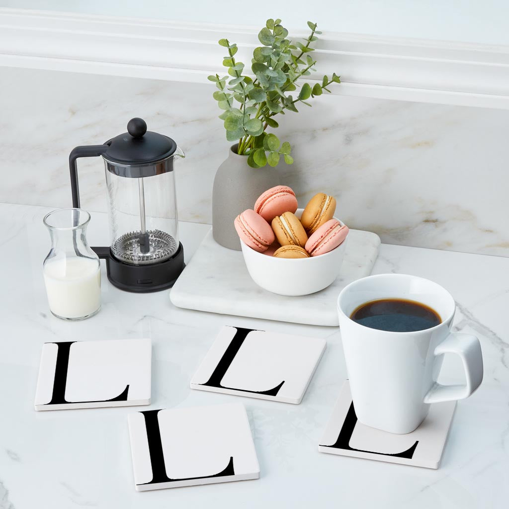 Minimal Monogram L | Absorbent Coasters | Set of 4 | Min 2