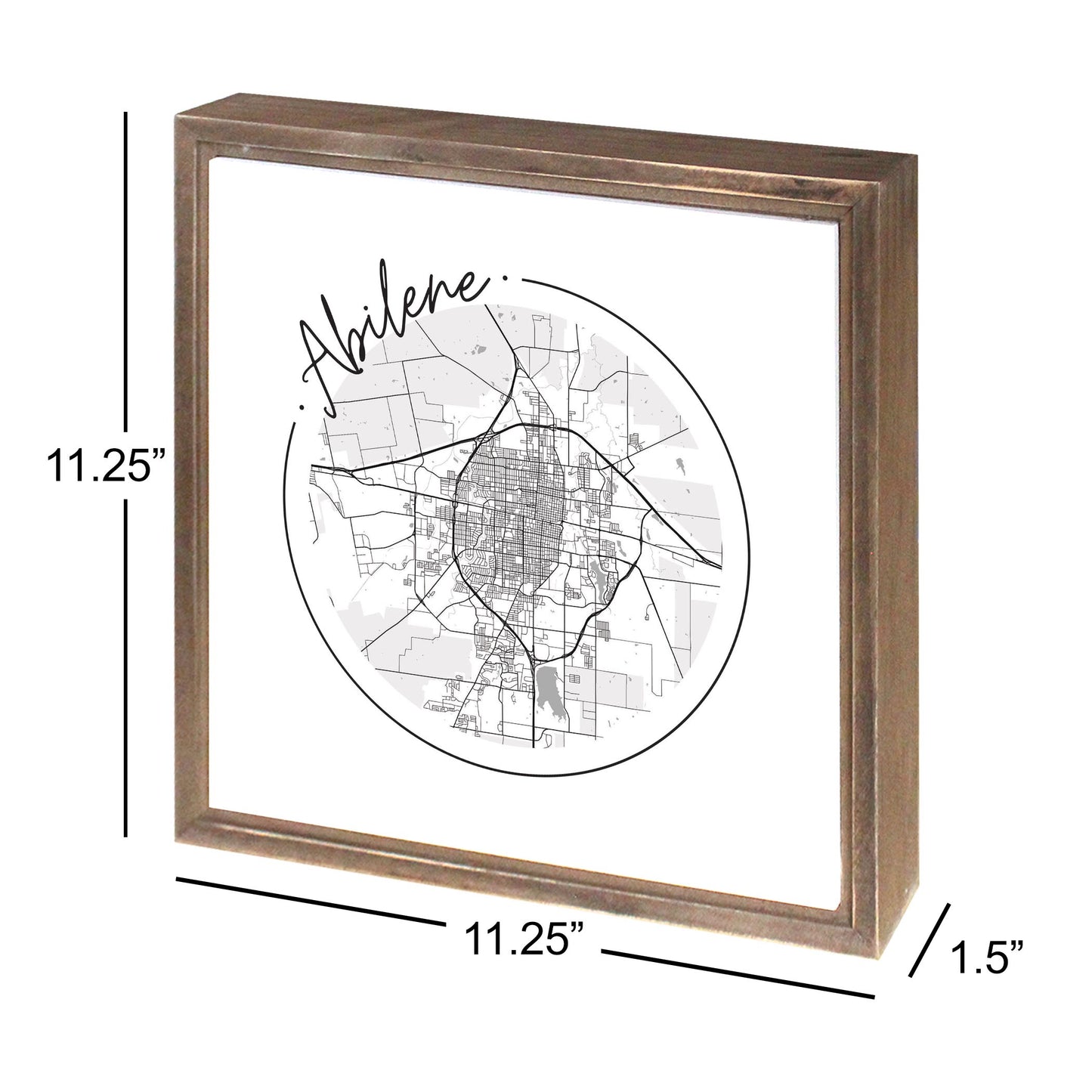 Minimalist B&W Texas Abilene Circle Map | Wood Sign | Eaches | Min 1