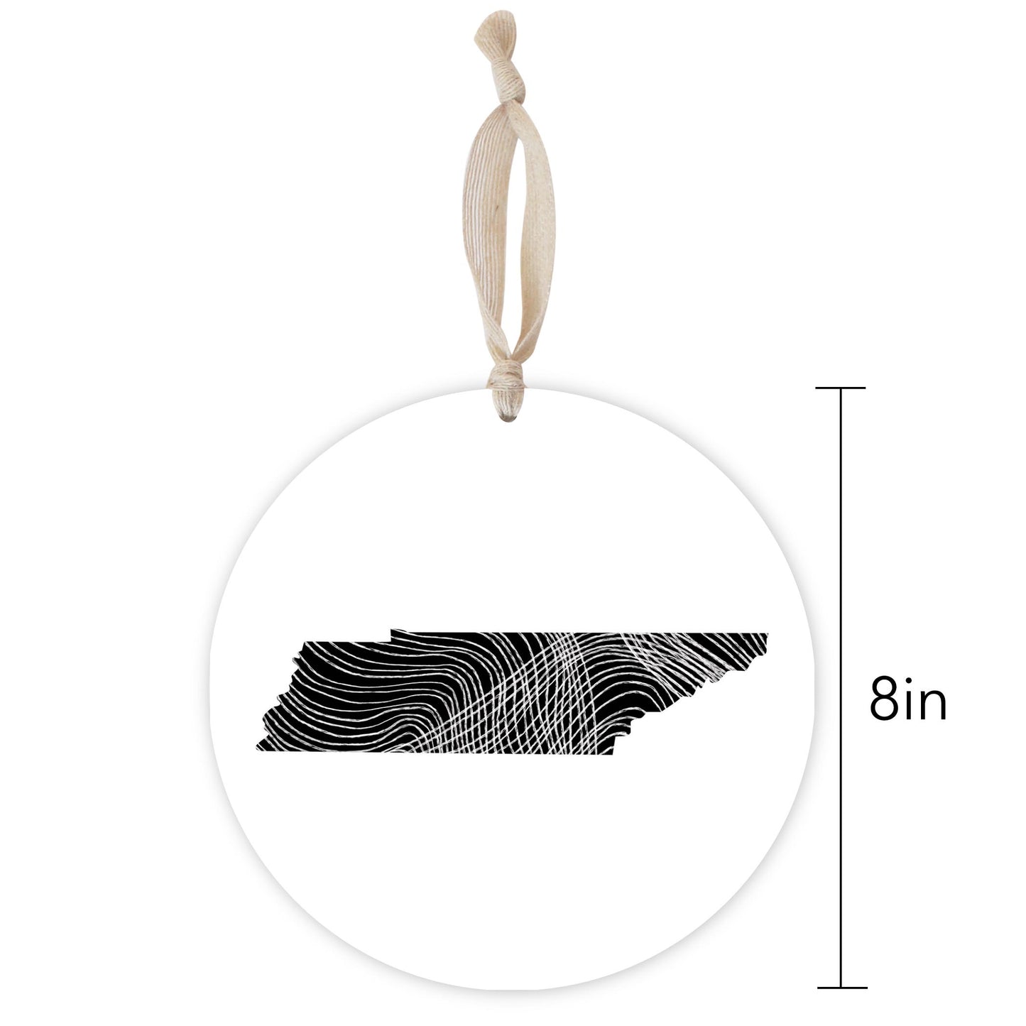 Minimalist B&W Tennessee State Shape | Wood Ornament | Eaches | Min 1