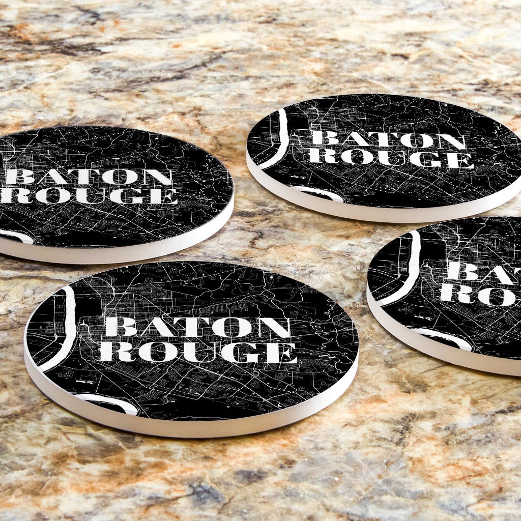 Modern Louisiana Baton Rouge Map | Absorbent Coasters | Set of 4 | Min 2