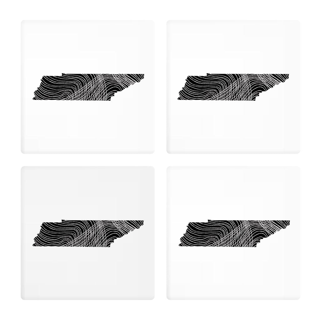 Minimalist B&W Tennessee State Shape | Absorbent Coasters | Set of 4 | Min 2