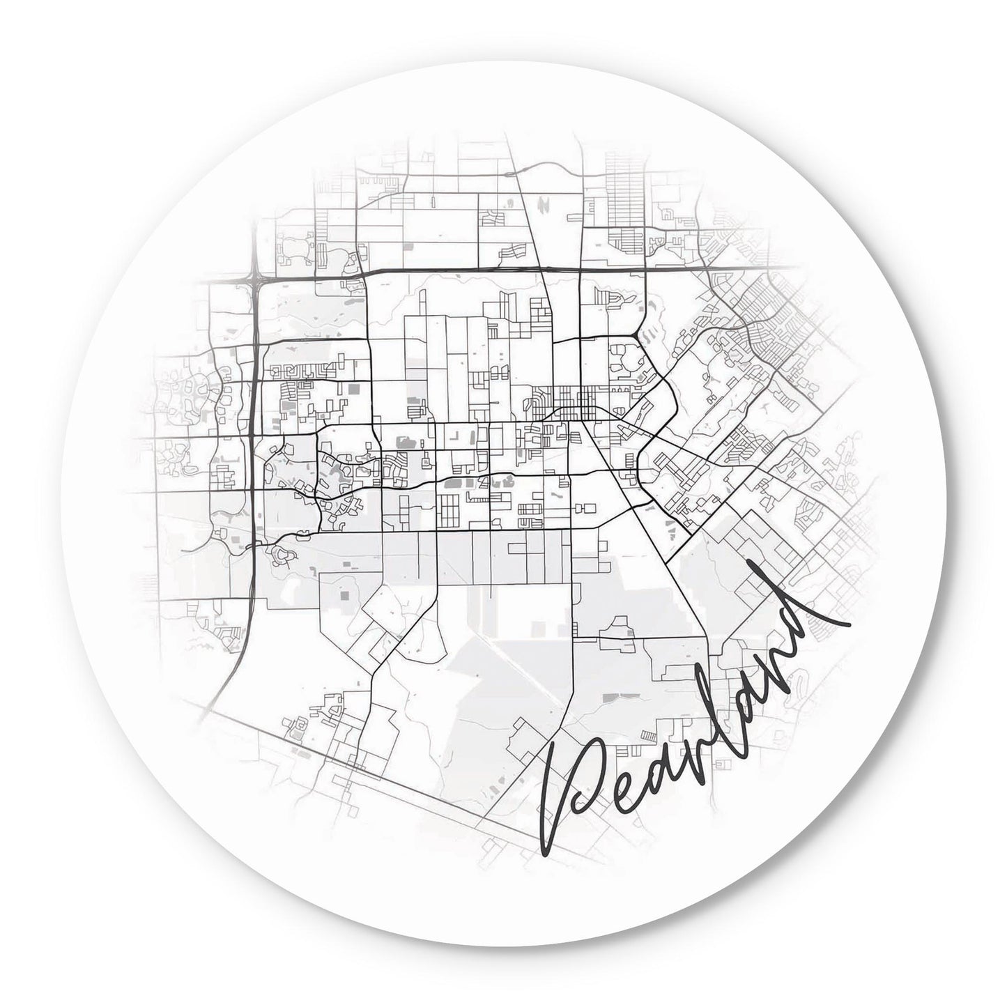 Minimalistic B&W Texas Pearland City Circle Map | Wood Sign | Eaches | Min 1