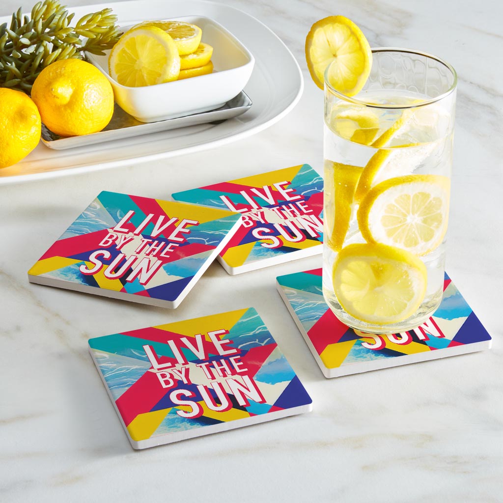 Live By The Sun | Absorbent Coasters | Set of 4 | Min 2